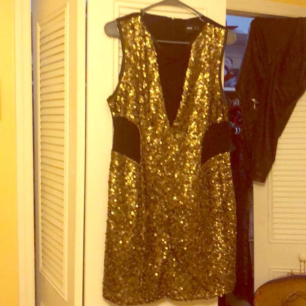 Gold sequin dress